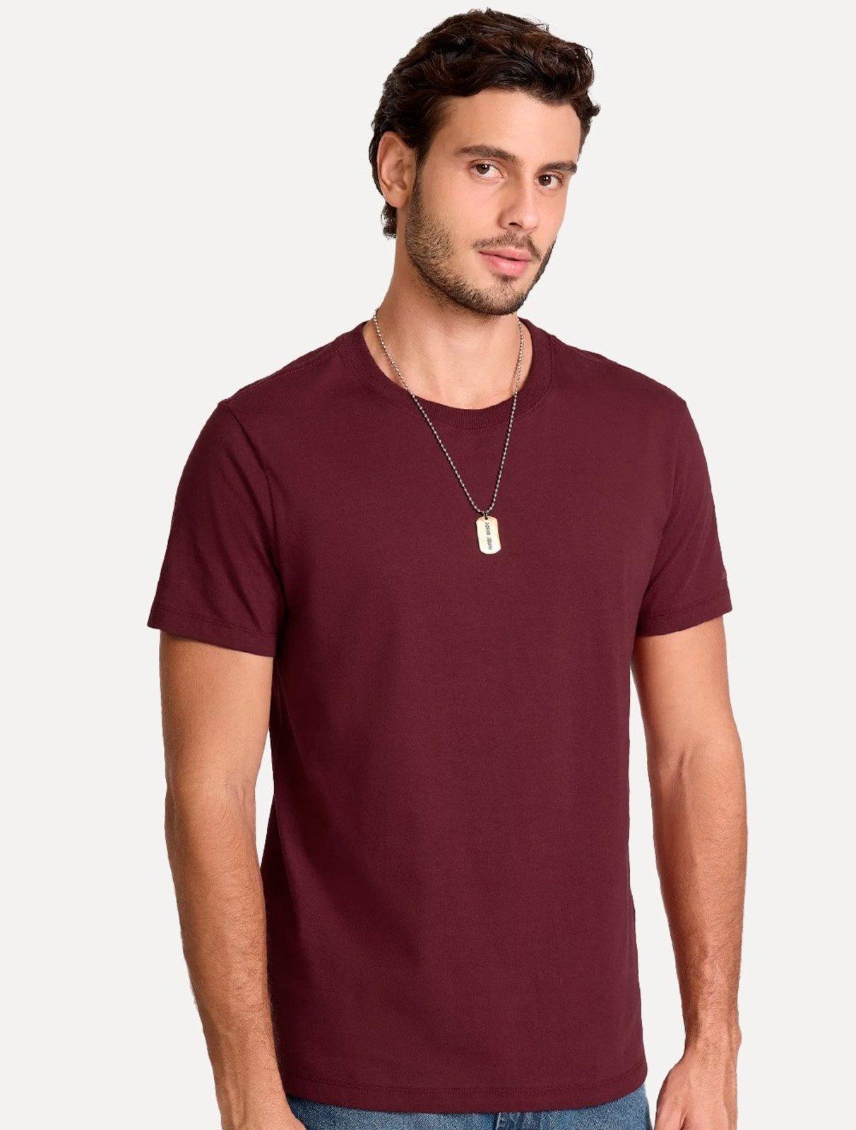 Camiseta John John Masculina Slim Fit Simple Vinho