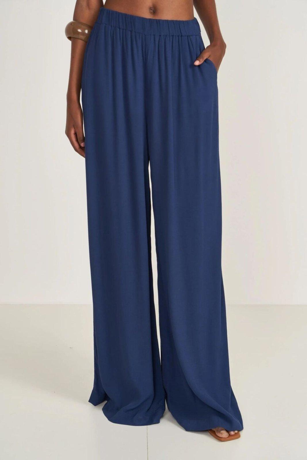 Calça Joana Cós Com Elástico Colcci Azul Darkness