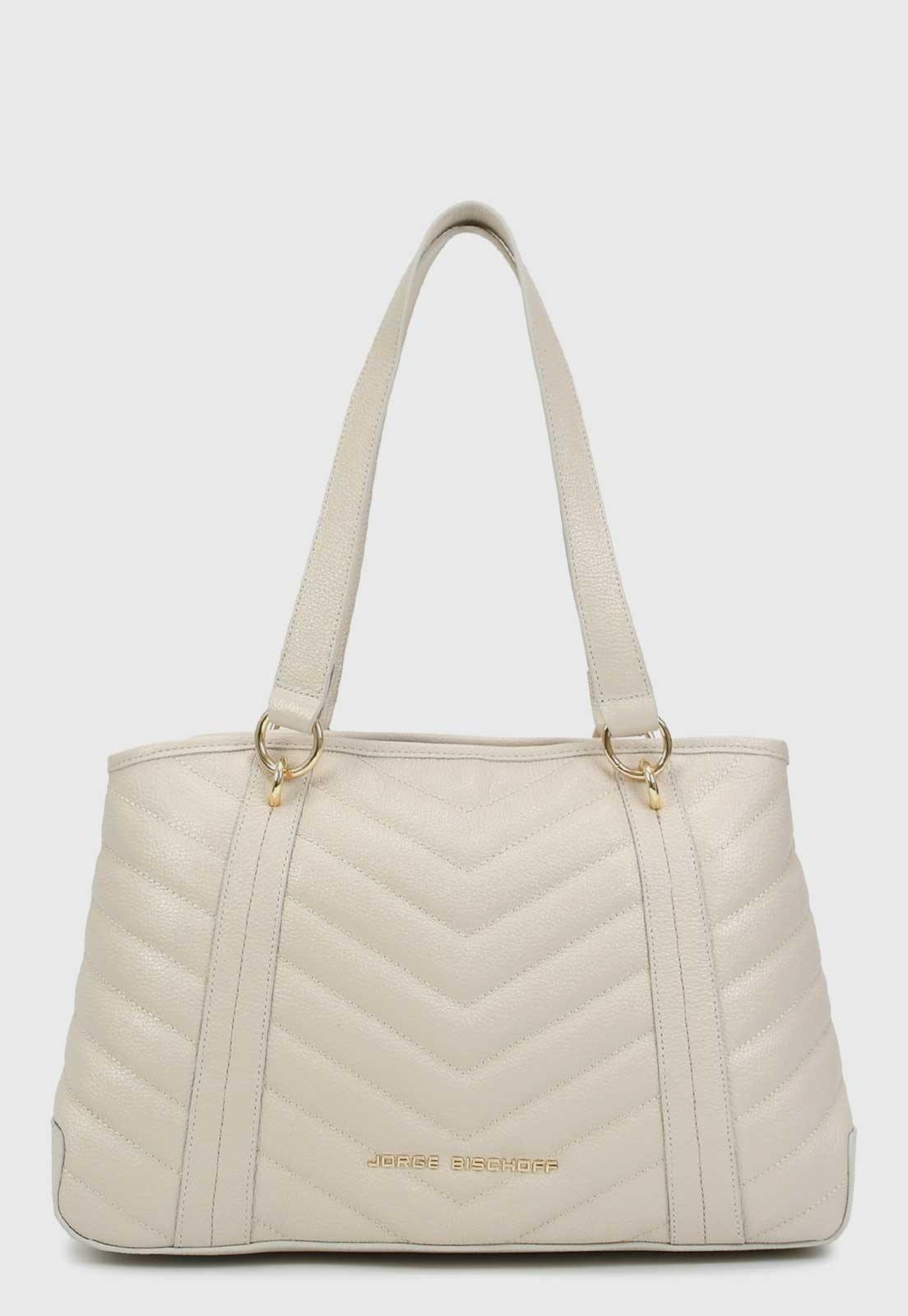Bolsa Jorge Bischoff Estruturada Matelassê Couro Off-White
