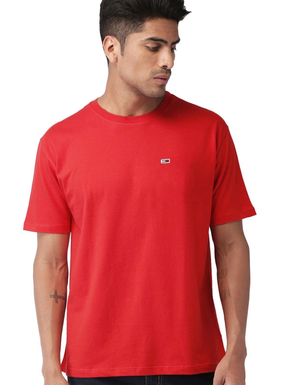 Camiseta Tommy Jeans Masculina Slim C-Neck Flag Vermelha