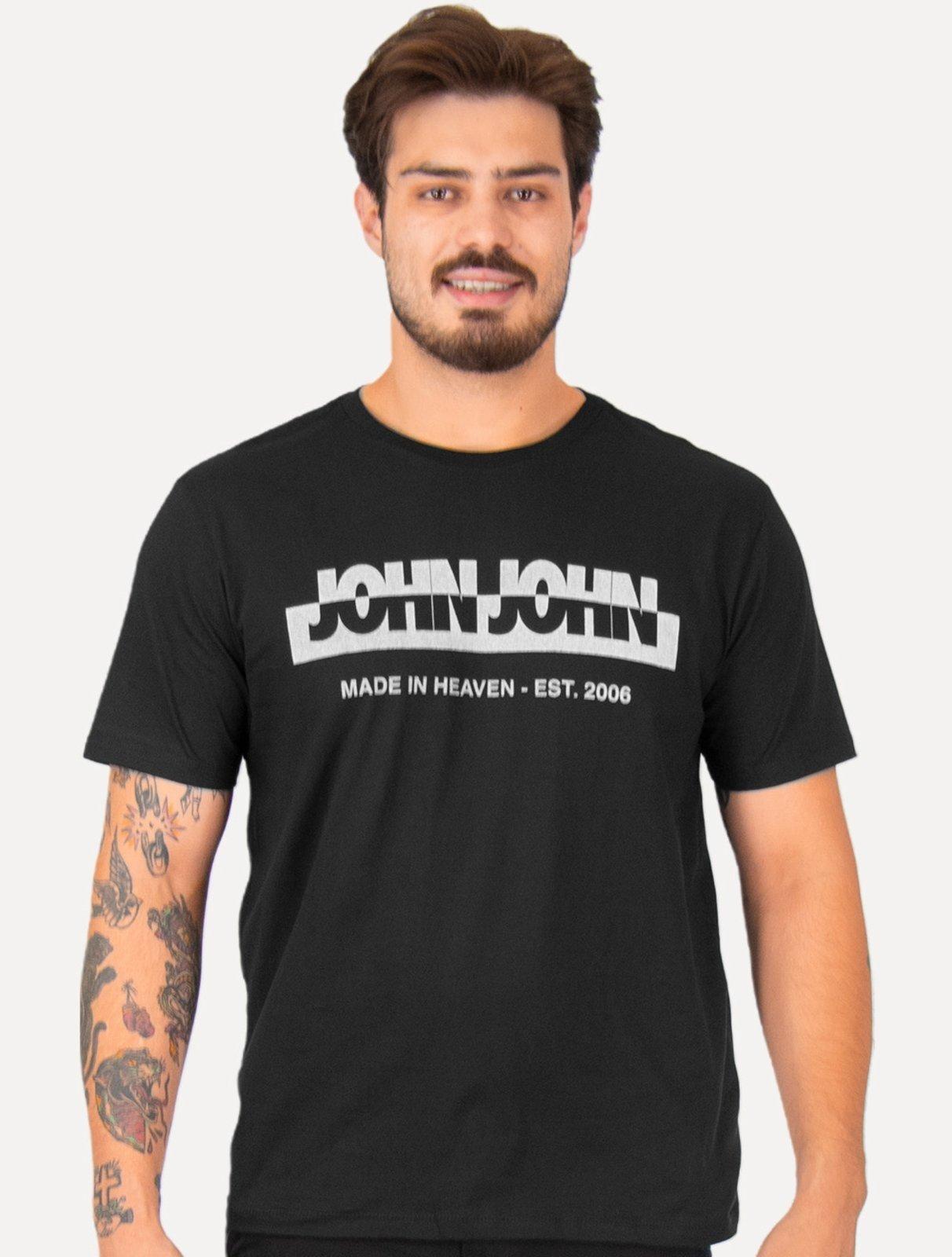 Camiseta John John Masculina Regular New Divided Preta