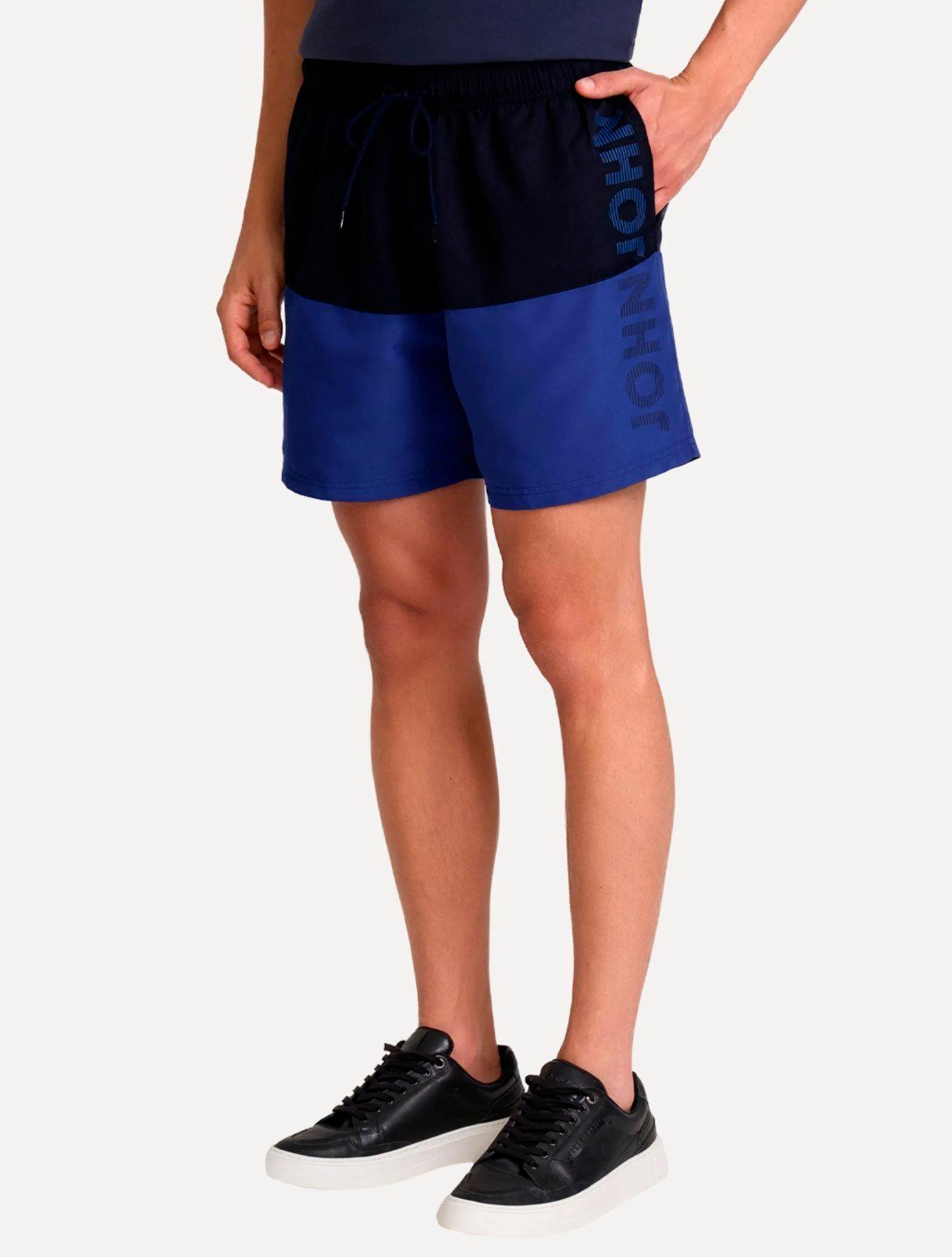Short John John Masculino Regular Fit Bicolor Navy Blue Azul Escuro