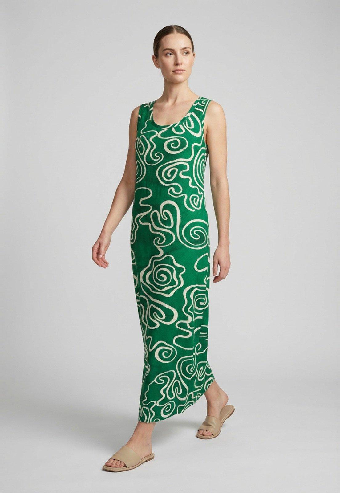 Vestido Feminino Lança Perfume Estampado Maxi Verde