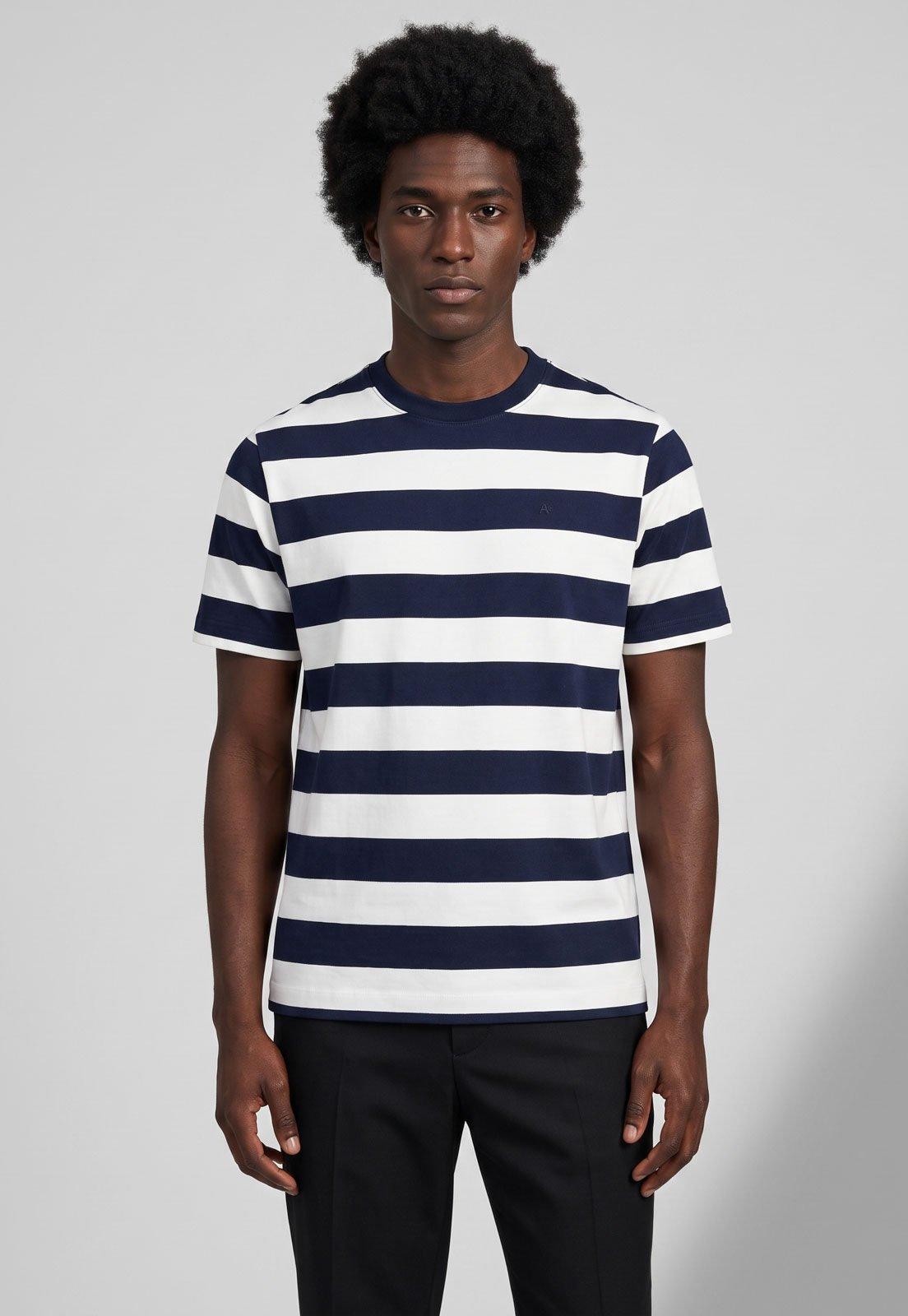 Camiseta Masculina Aramis Listrada Azul Marinho
