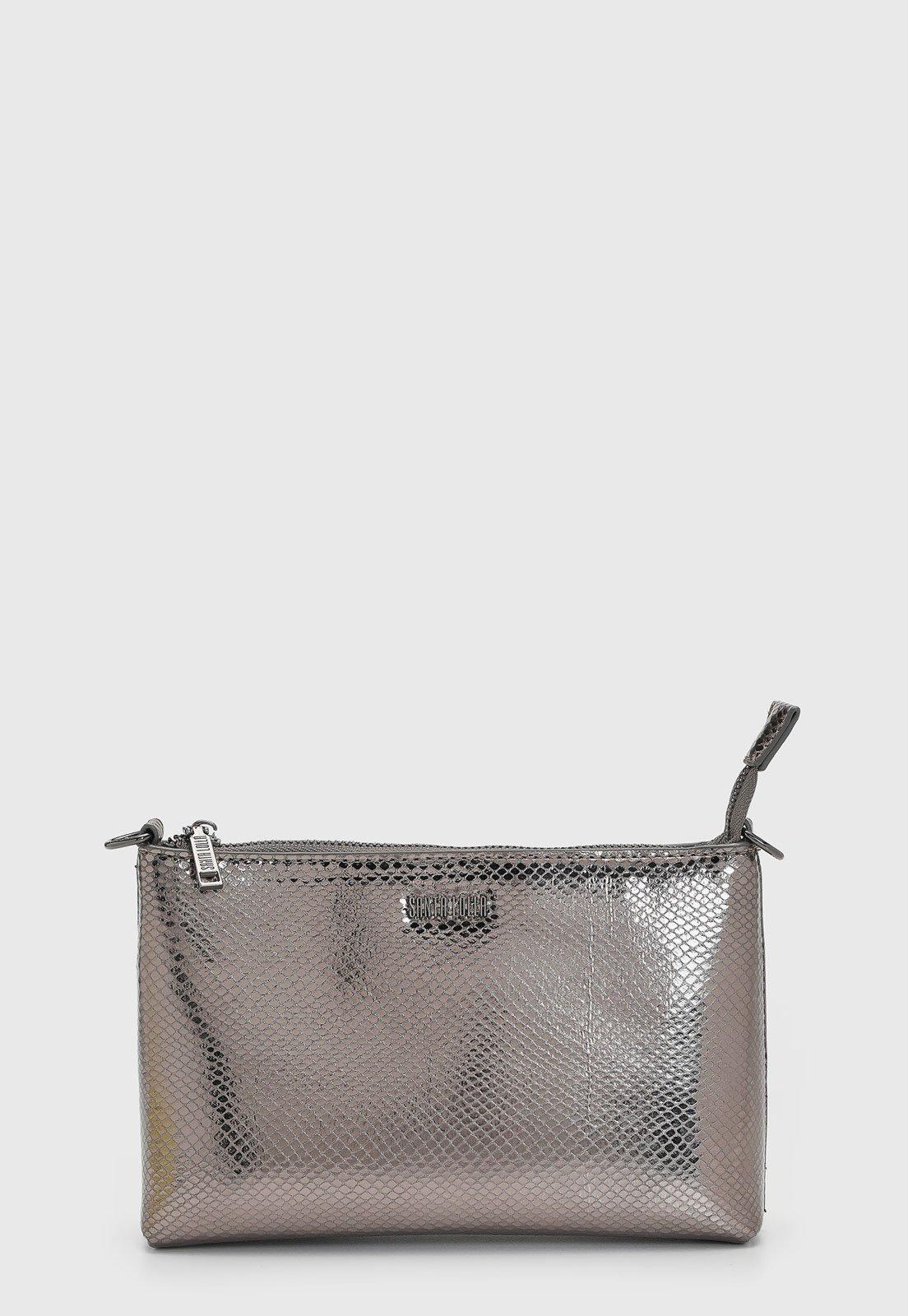 Bolsa Feminina Santa Lolla Metalizada Textura Cobra Grafite