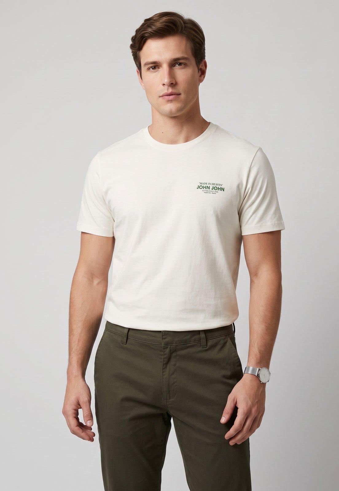 Camiseta Masculina John John Bordado Branca