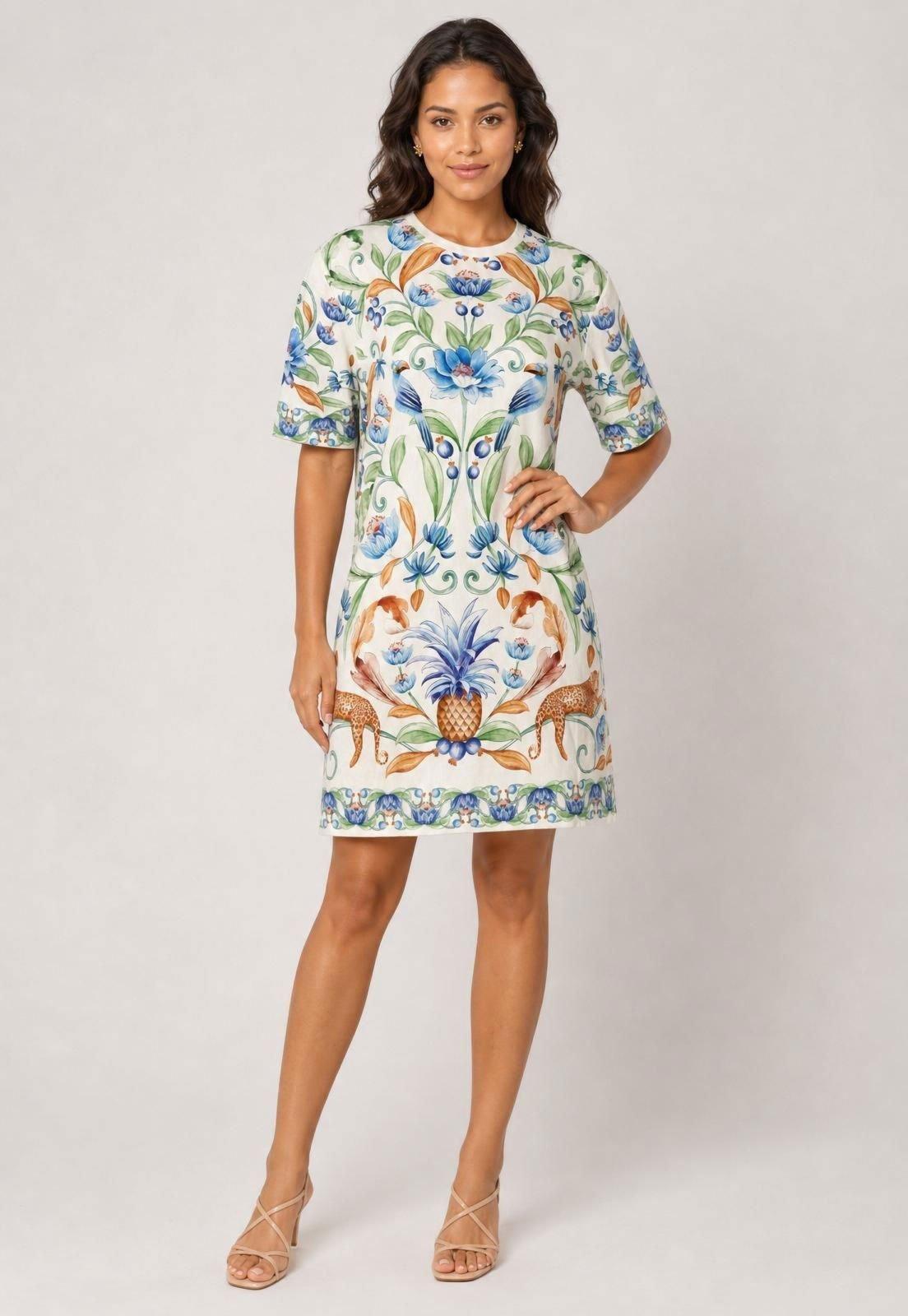 Vestido Curto FARM Estampado Branco