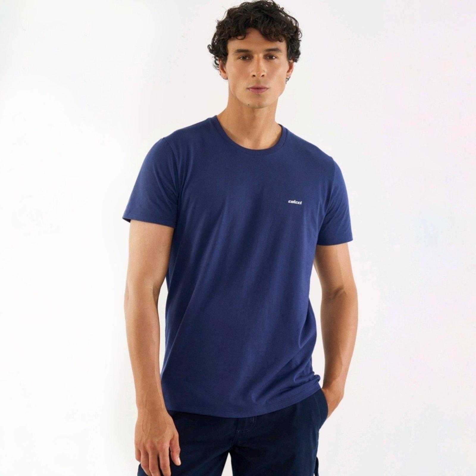 Camiseta Colcci Básica Logo Azul Marinho