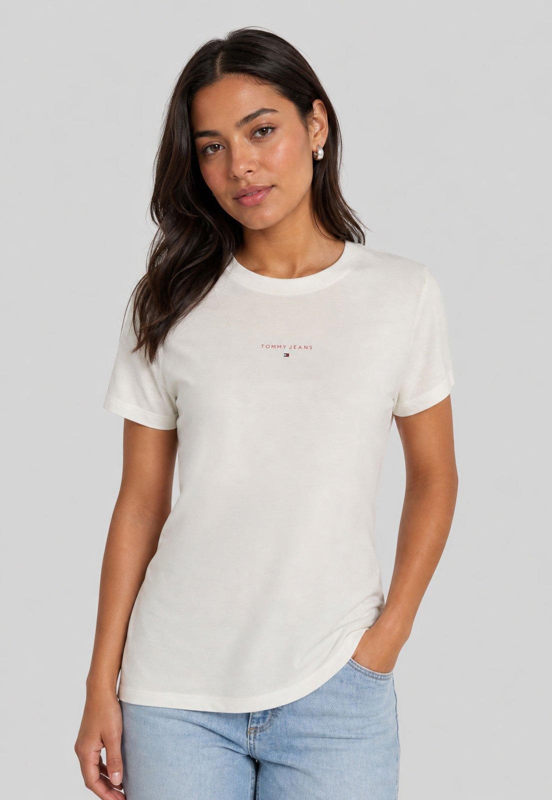 Camiseta Feminina Tommy Jeans Logo Branco