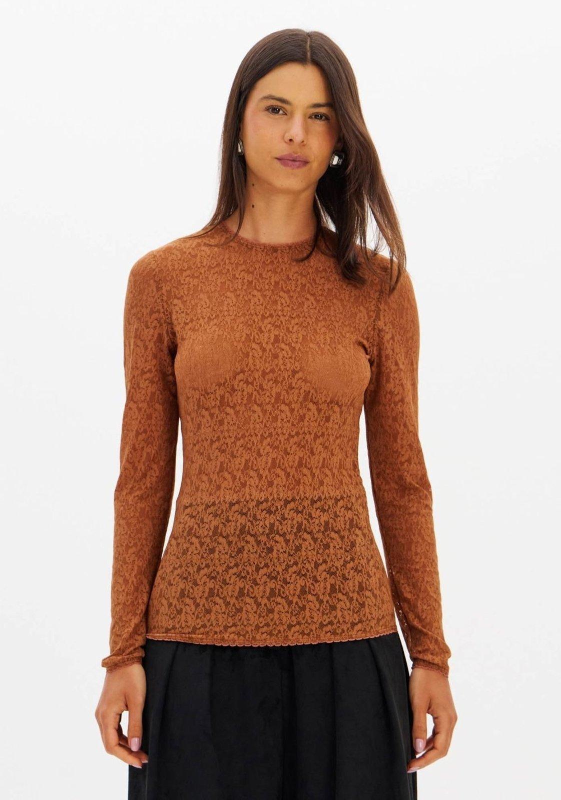 Blusa Manga Longa De Renda Lança Perfume