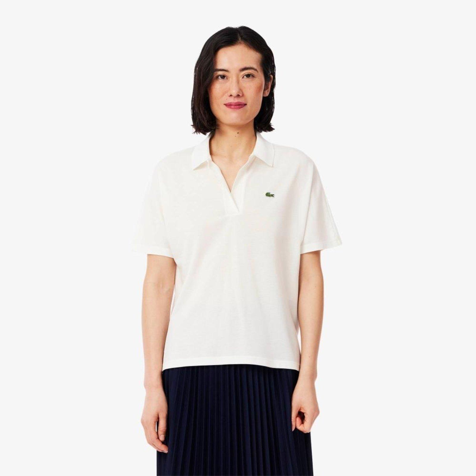 Camisa Polo Lacoste Fluid Piqué, ajuste folgado Branco