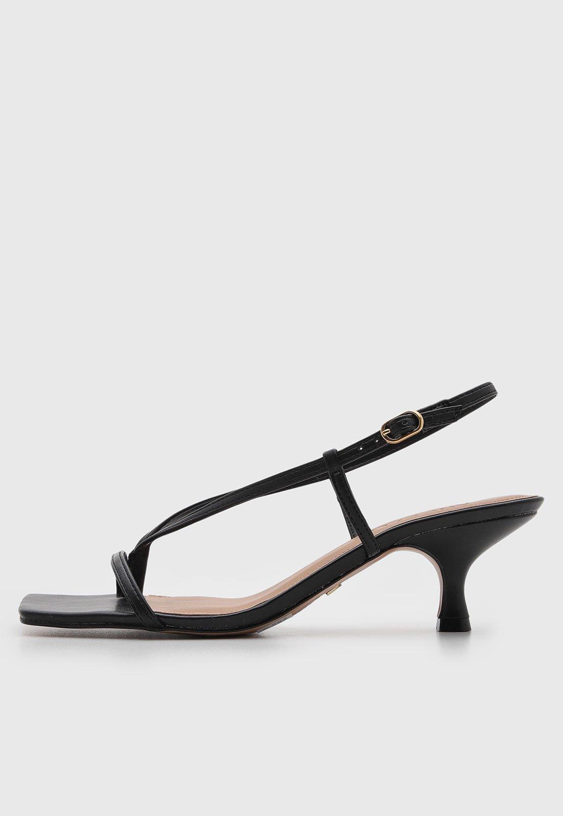 Sandália Média Feminina Arezzo Tiras Salto Preto