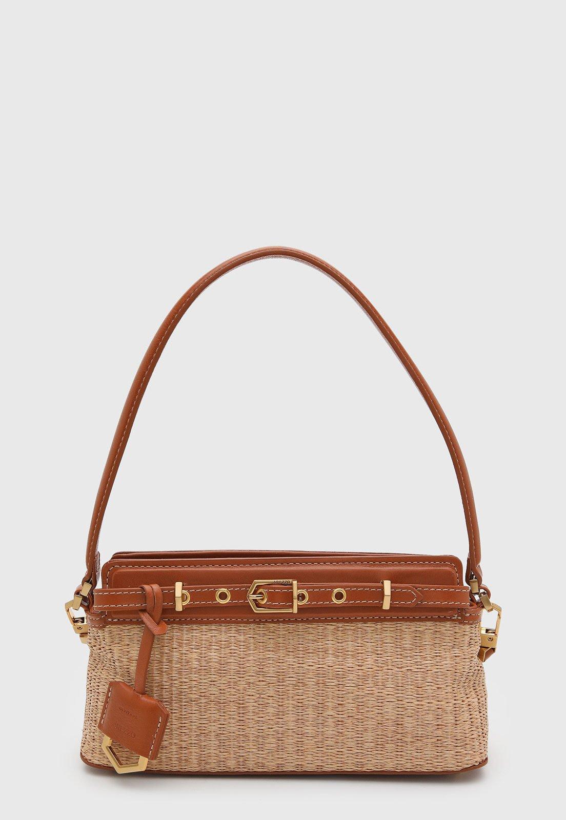 Bolsa Feminina Arezzo Palha Couro Natural Bege