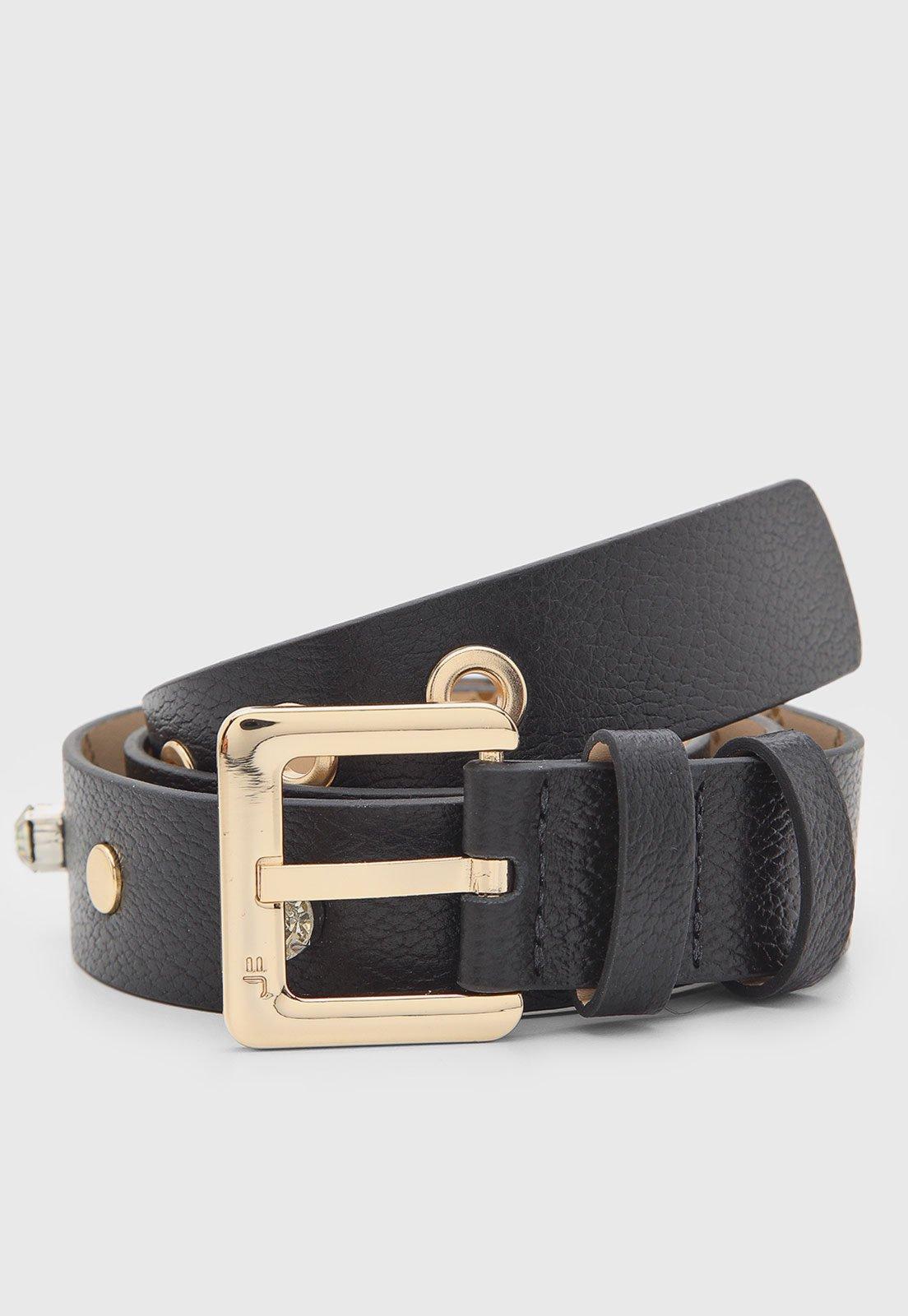 Cinto Feminino Jorge Bischoff Floter Couro Preto