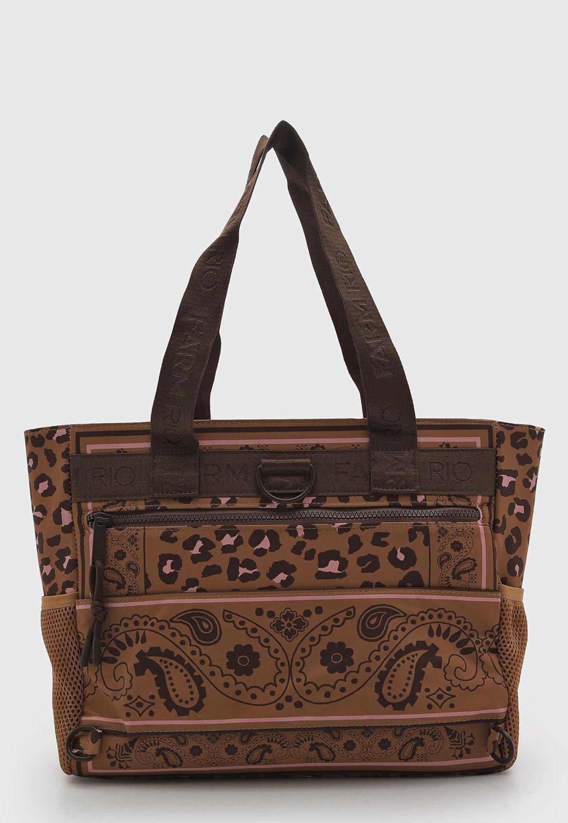 Bolsa Feminina FARM Estampa Animal Print Marrom