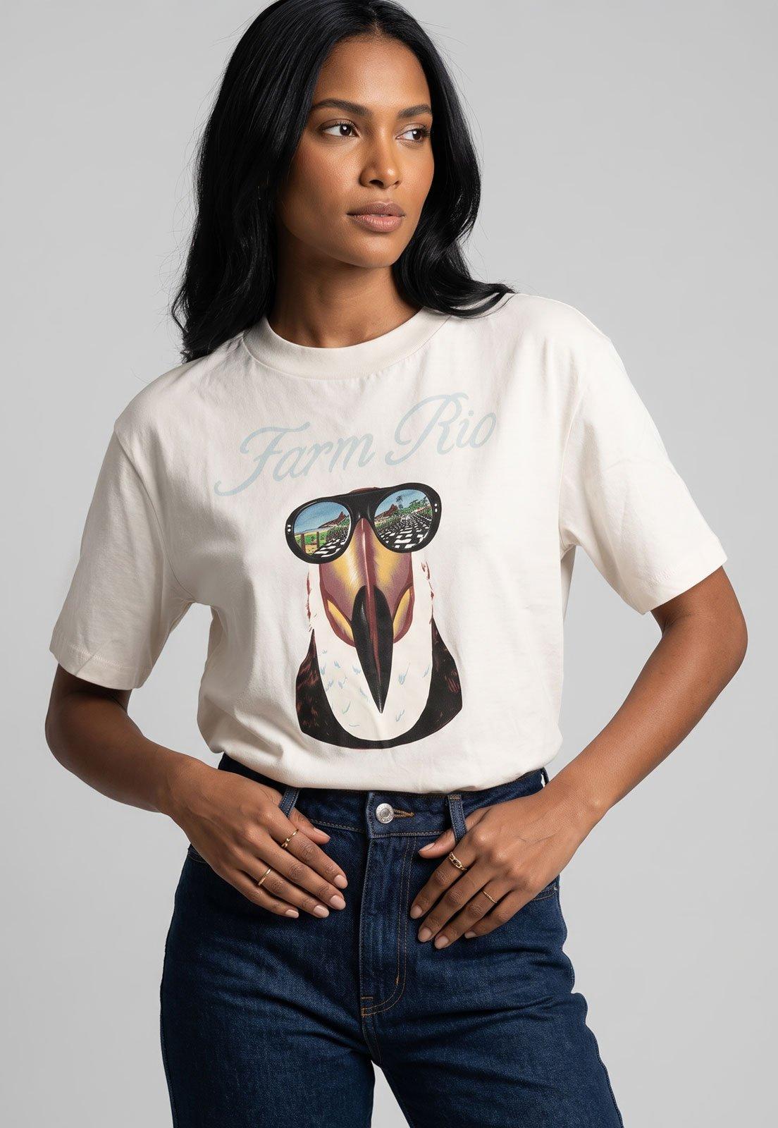 Camiseta Feminina FARM Estampa Tropical Branco