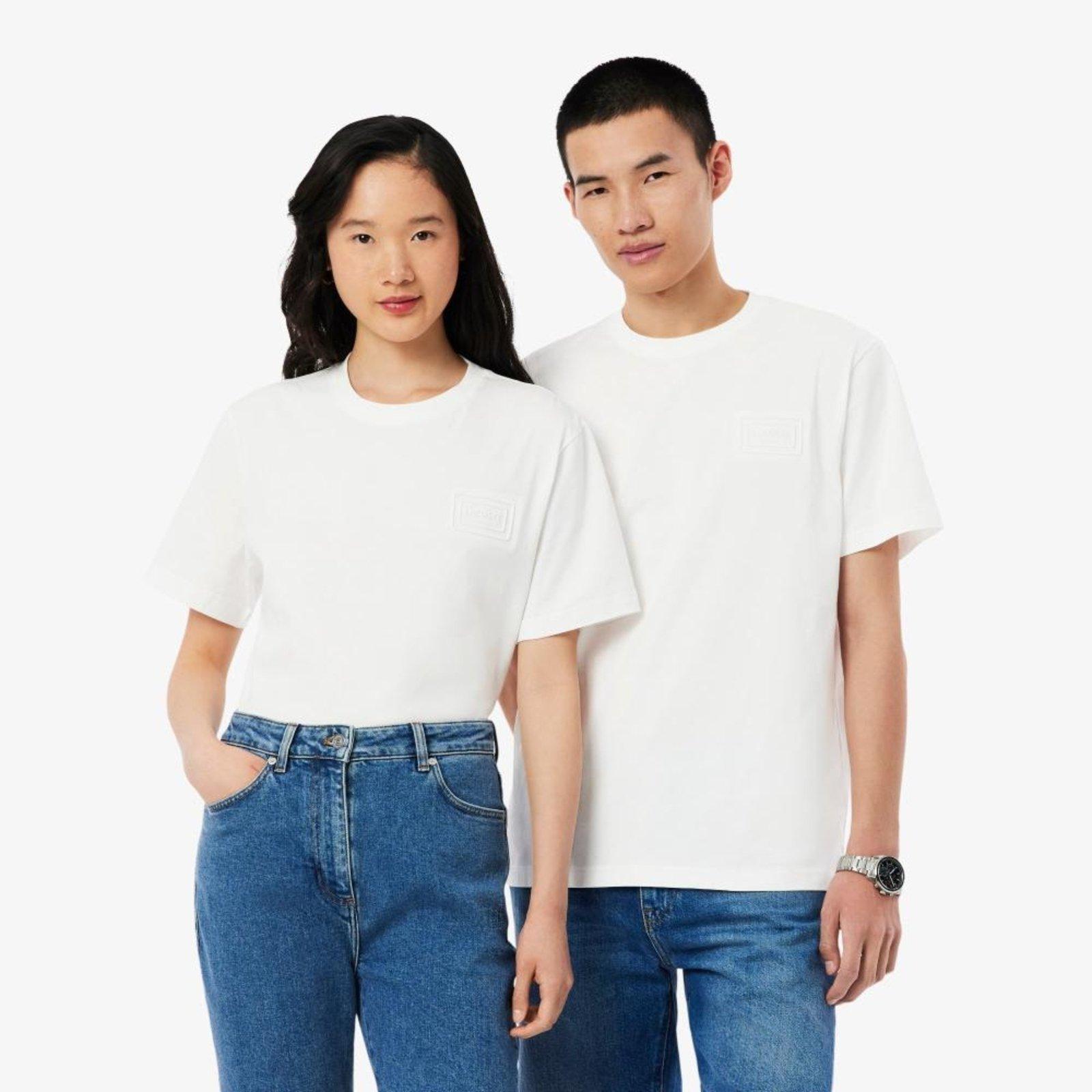 Camiseta de malha com Logotipo em Baixo-Relevo Branco
