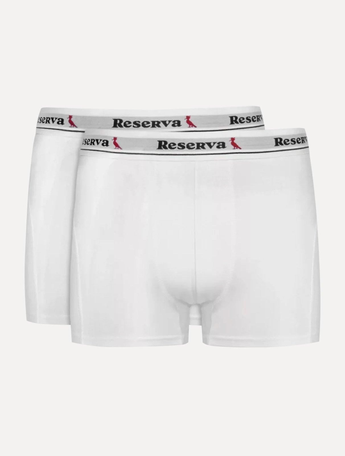 Cueca Reserva Masculina Boxer Basic Logo Branca Pack 2UN