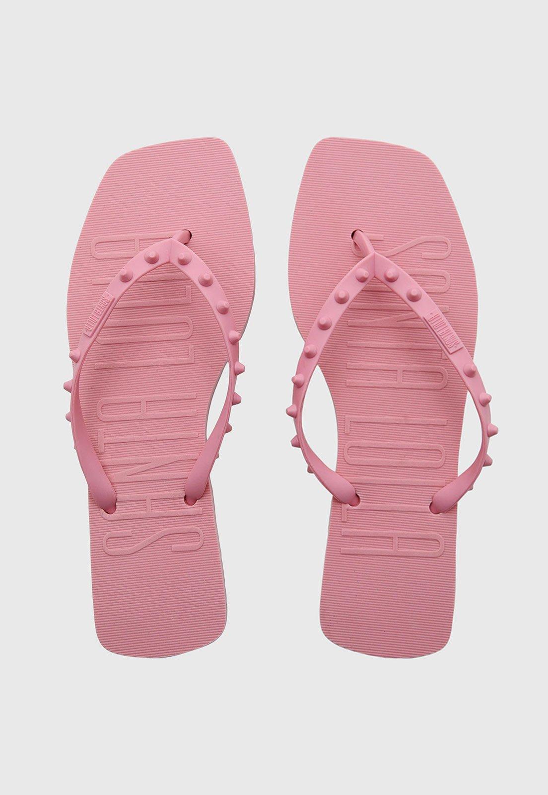 Chinelo Feminino Santa Lolla Tiras Spikes Rosa