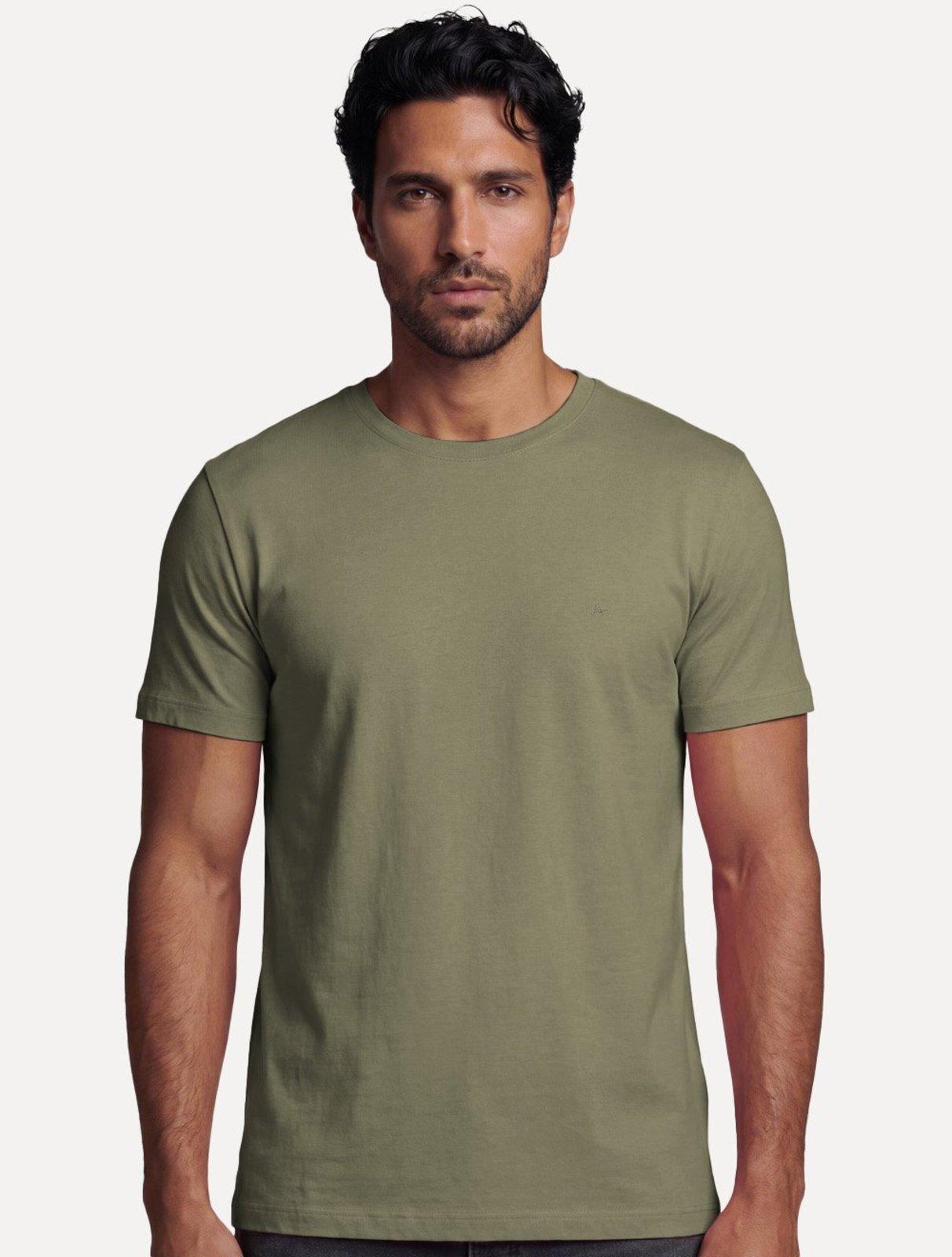 Camiseta Aramis Masculina Basic Lisa Mono Logo Verde Musgo