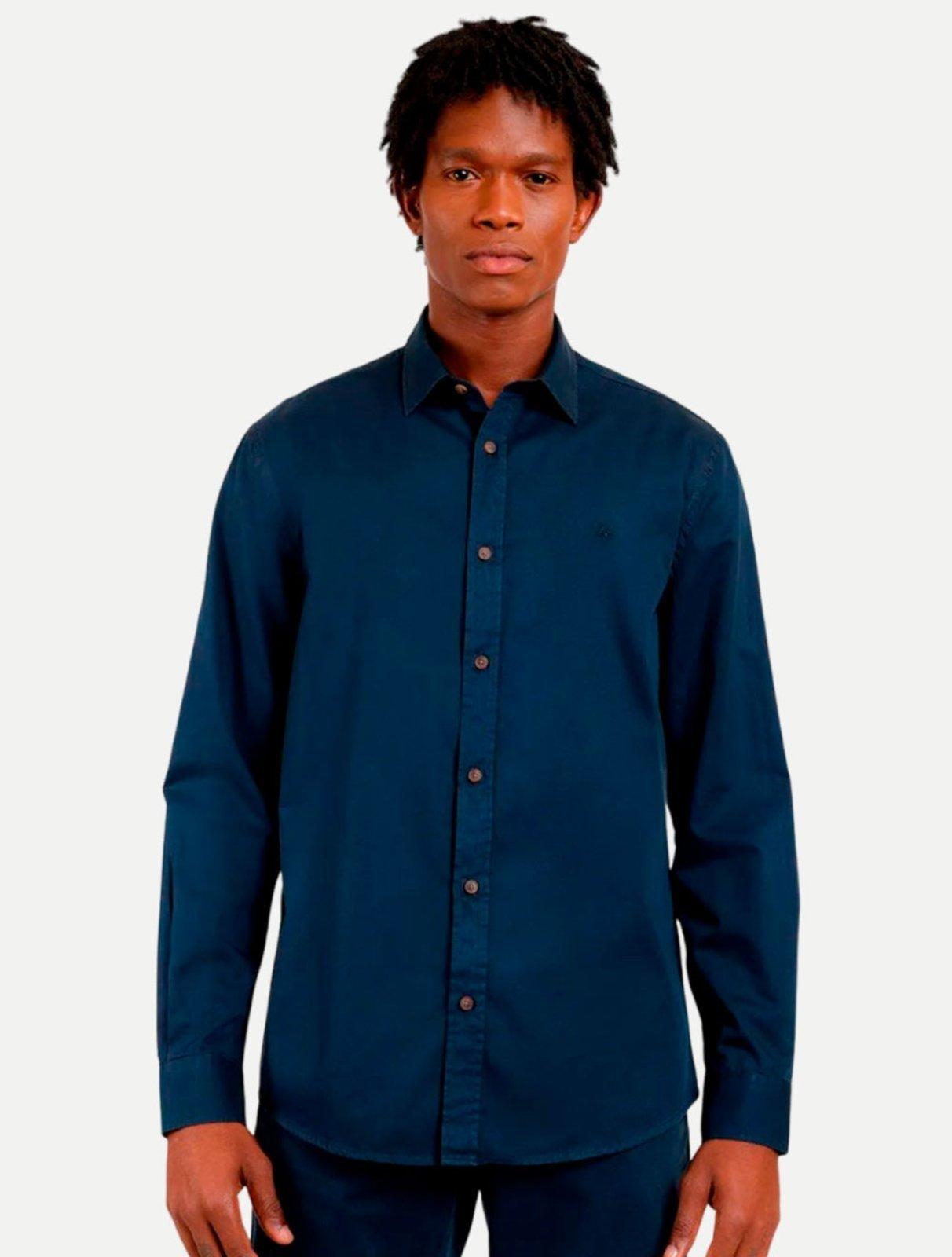 Camisa Aramis Slim Sarja Fio 40 Tinturada ML050239 Azul