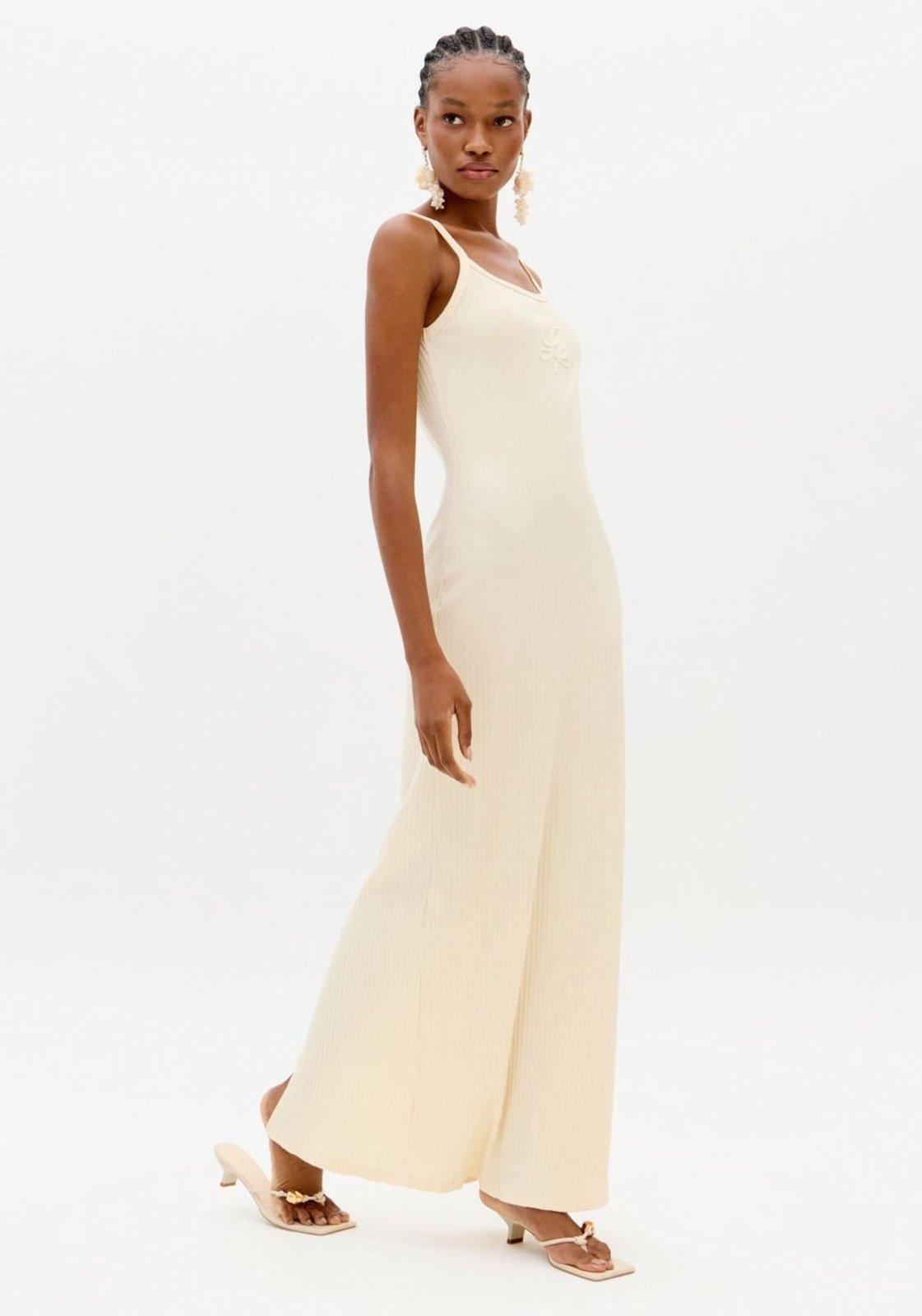 Vestido Canelado Super Midi De Alças Lança Perfume