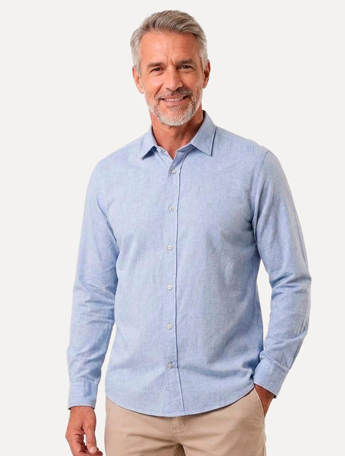 Camisa Aramis Masculina Slim Algodão Willis Azul Royal Mescla