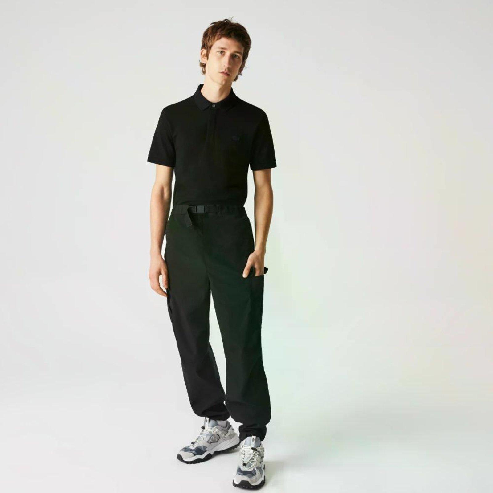 Camisa Polo Lacoste Paris Regular Fit em piquet de Algodão Stretch Preto