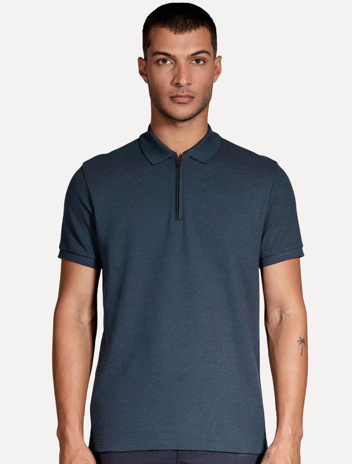 Polo Aramis Masculina Ottoman Ziper Azul Marinho