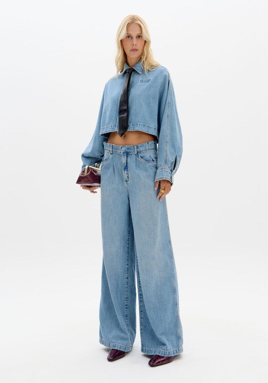 Calça Jeans Relaxed Com Cintura Média Lança Perfume