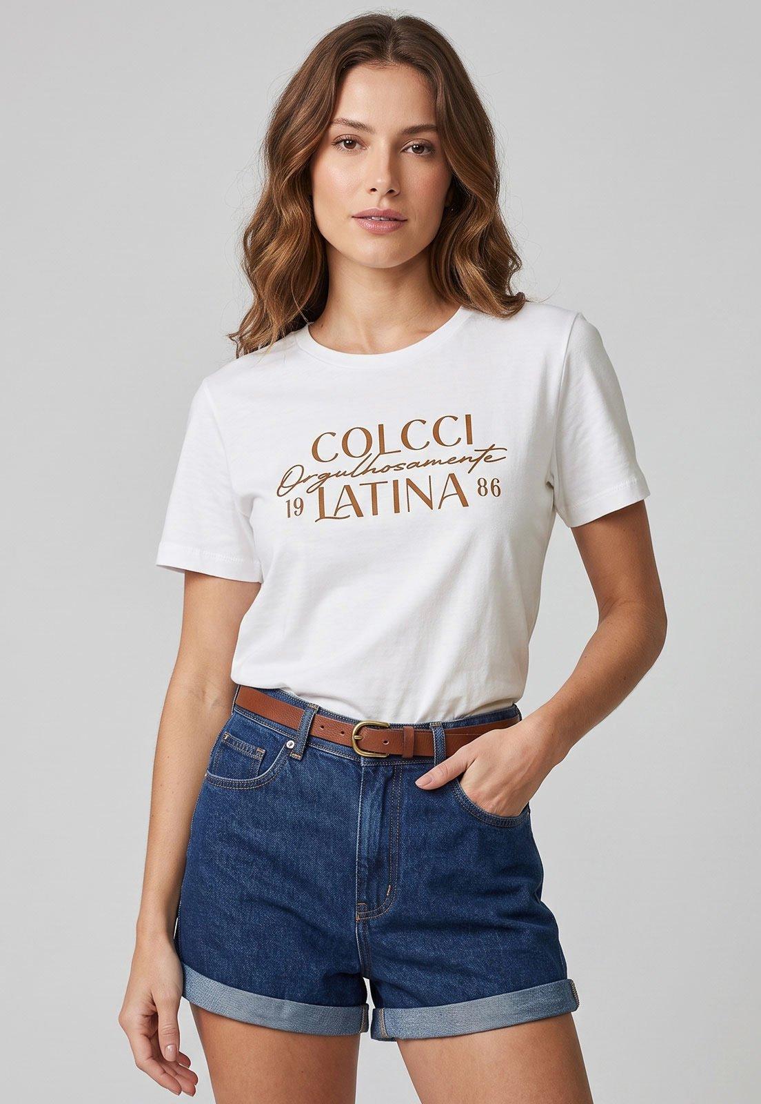 Camiseta Feminina Colcci Estampa Latina Branca
