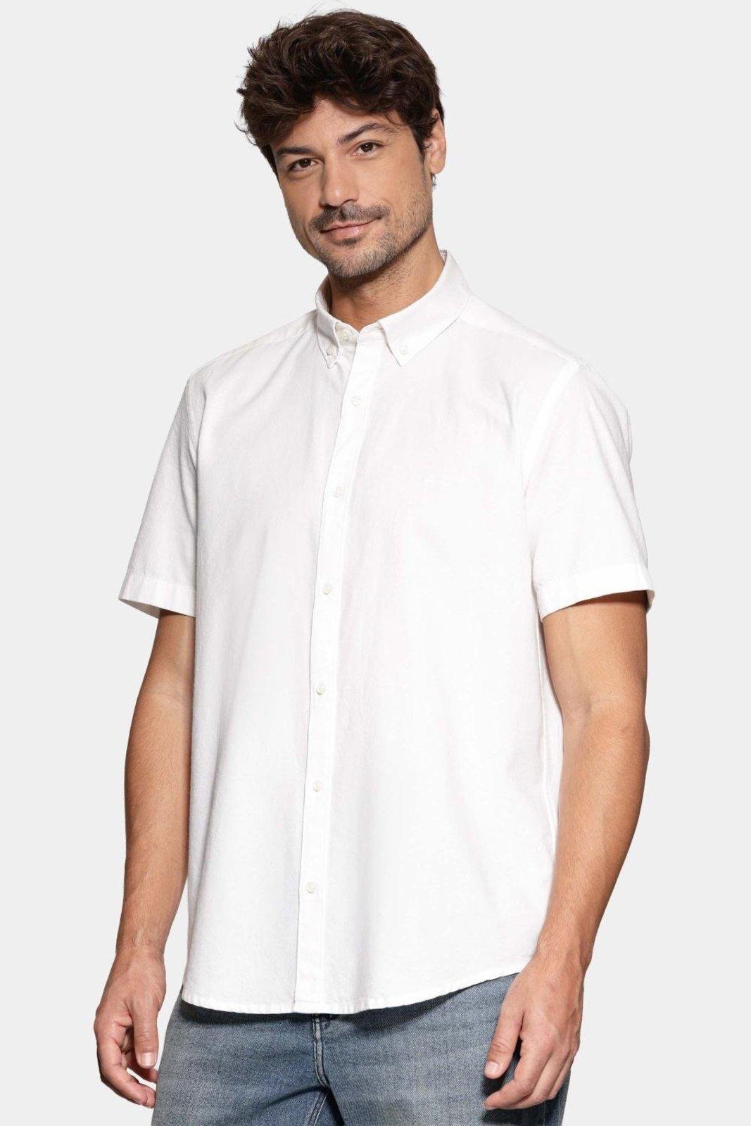 Camisa Aramis Manga Curta Slim Oxford Planalto Branco