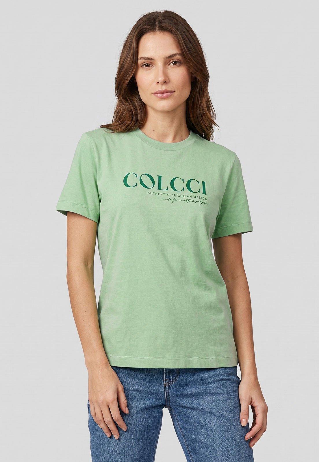 Camiseta Feminina Colcci Estampa Logo Verde