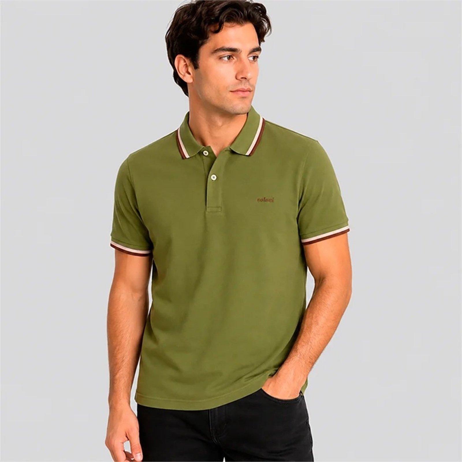 Camisa Polo Colcci Piquet 3 Listra In26 Verde Masculino