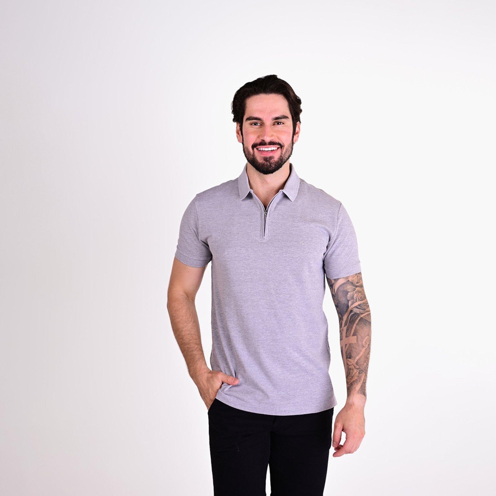 Camisa Polo Aramis Zíper Cinza