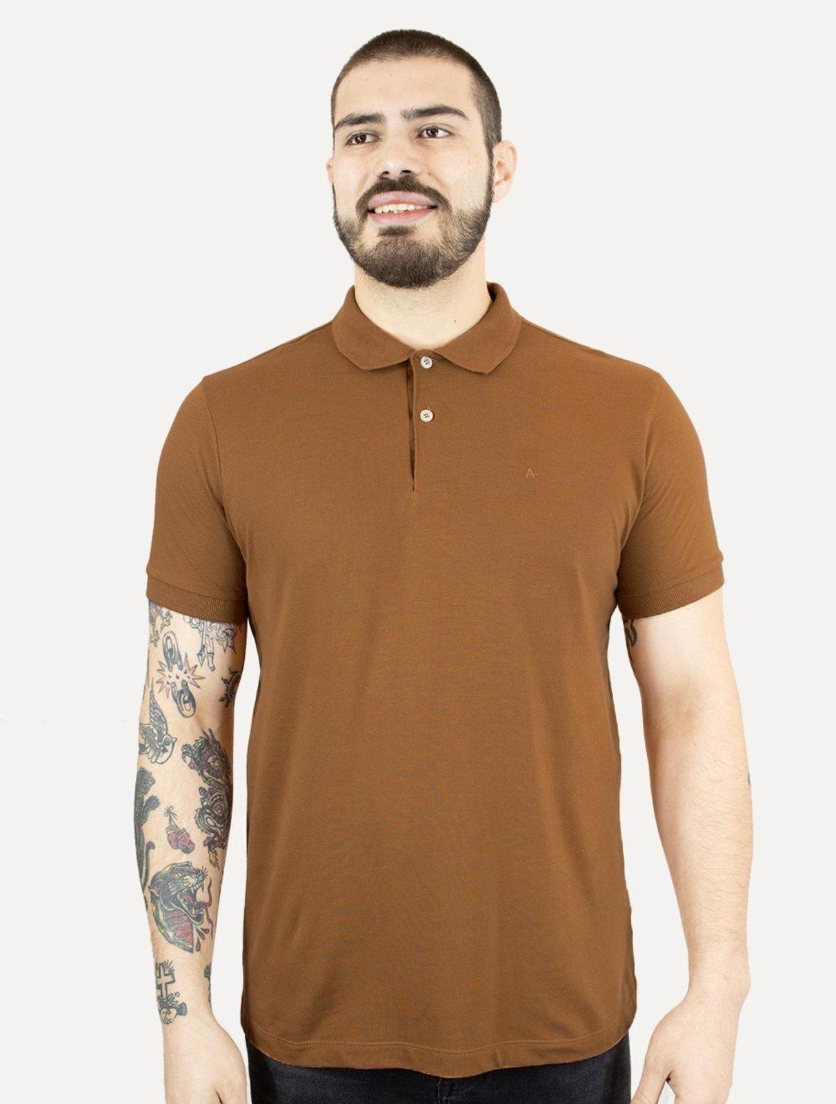 Polo Aramis Masculina Regular Basic Piquet Marrom