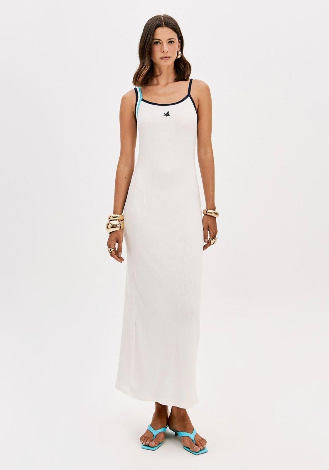 Vestido Canelado De Alças Super Midi Lança Perfume