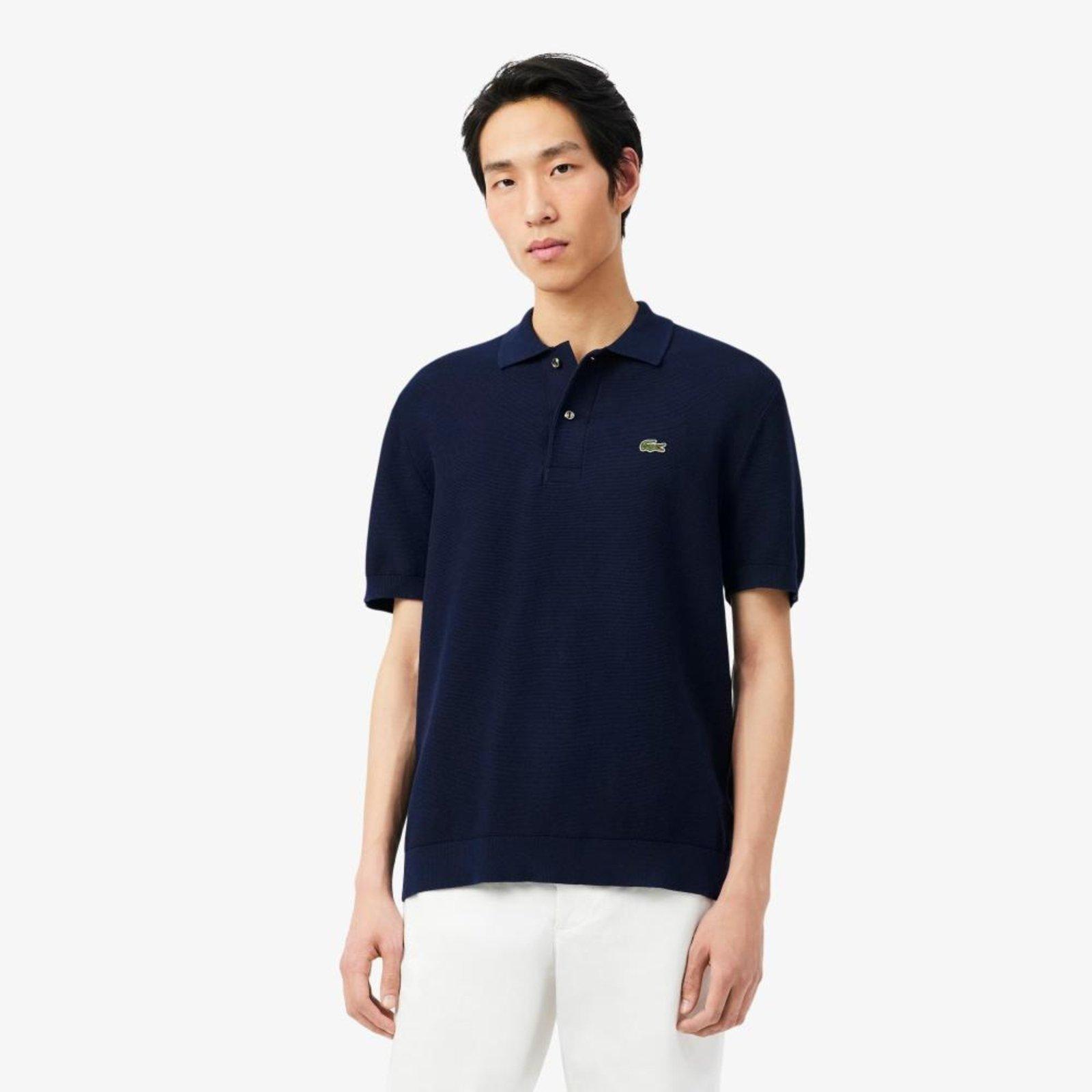 Polo em malha de caimento clássico Azul