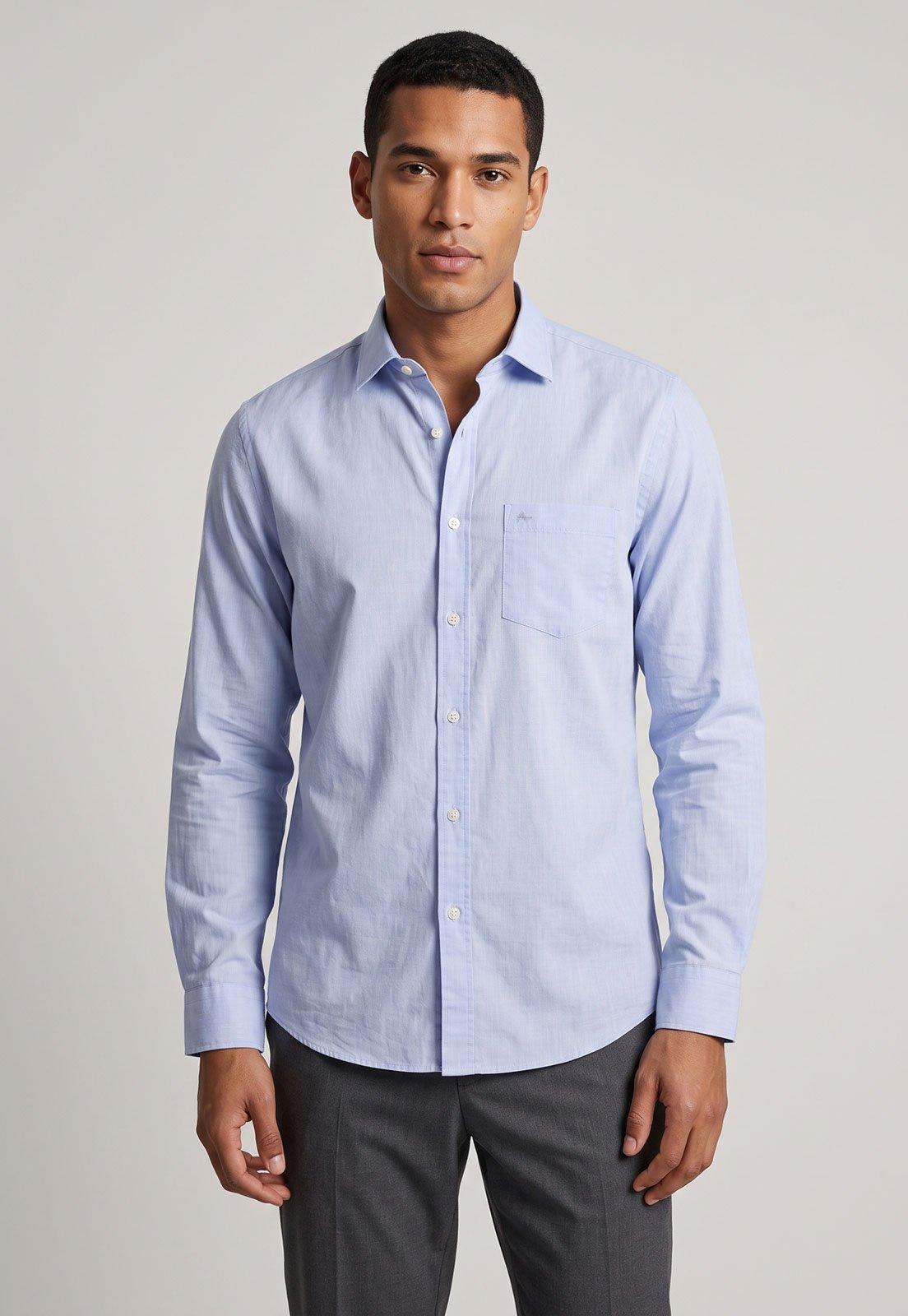 Camisa Masculina Aramis Gola Clássica Azul Claro