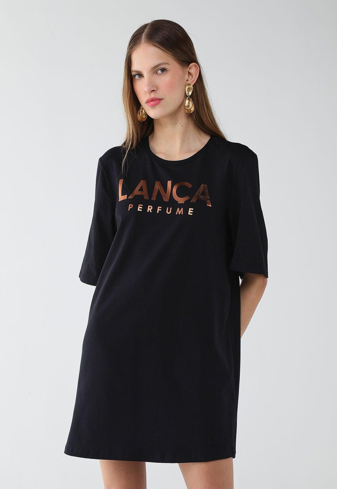 Vestido Feminino Lança Perfume T-Dress Logo Metalizado Preto