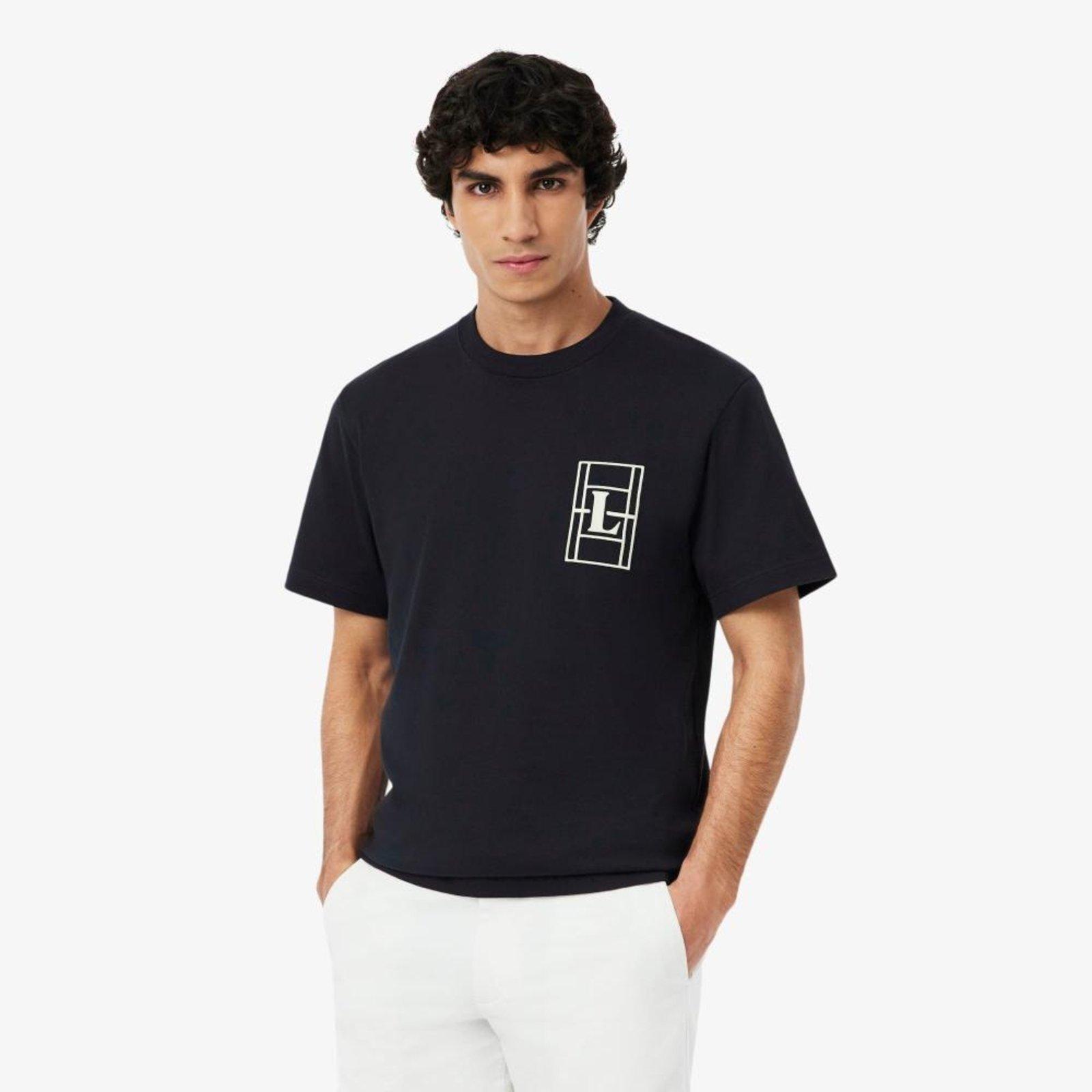 Camiseta de Malha Pesada Bordada Preto