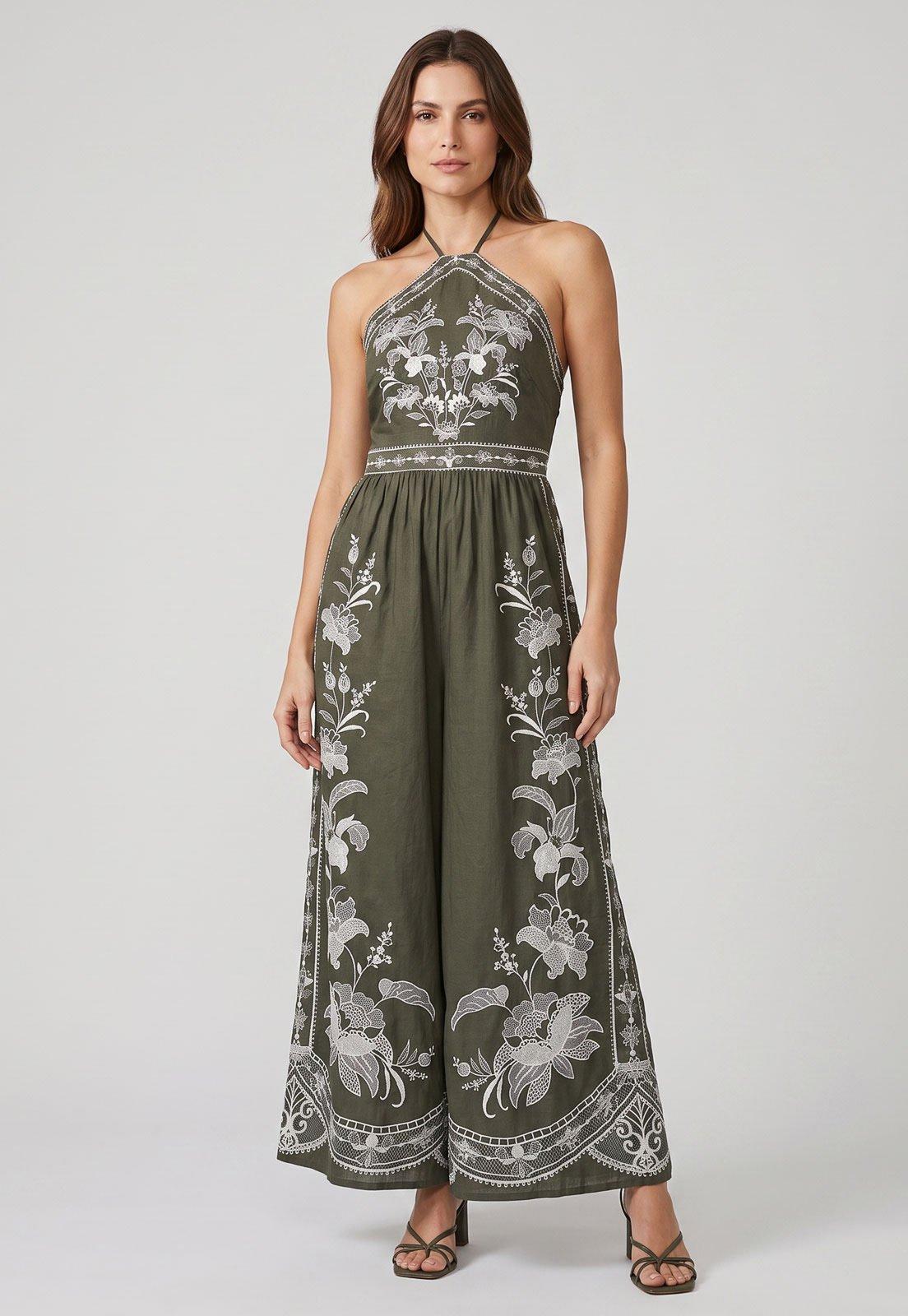 Macacão Feminino FARM Estampa Floral Verde
