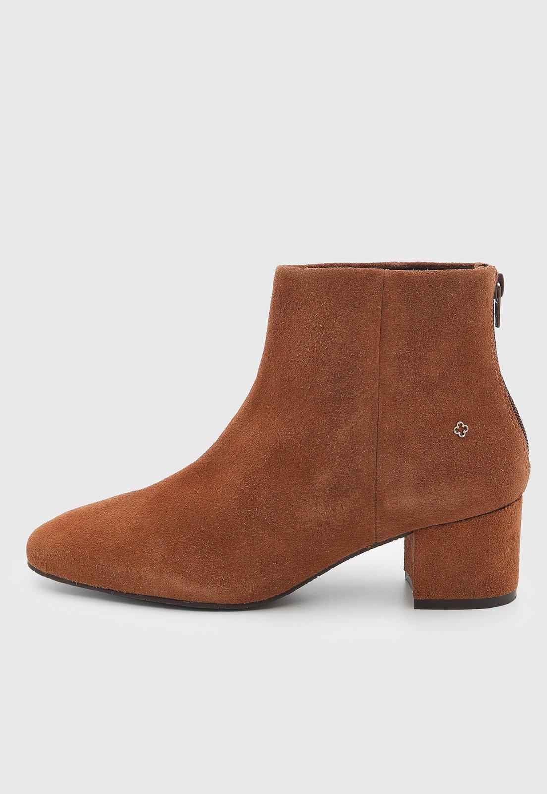 Bota Feminina Capodarte Cano Curto Couro Caramelo
