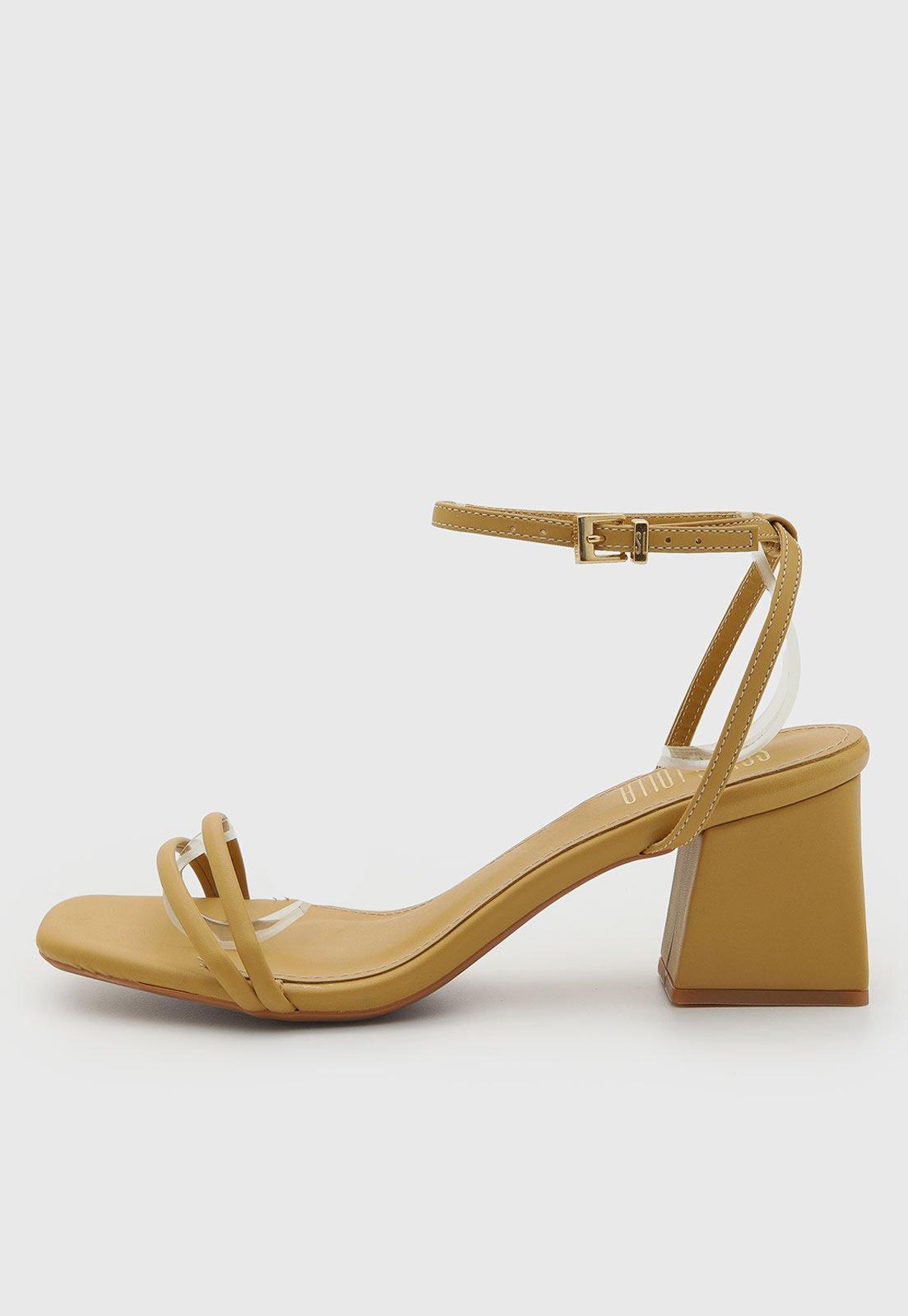 Sandália Feminina Santa Lolla Salto Bloco Médio Amarelo