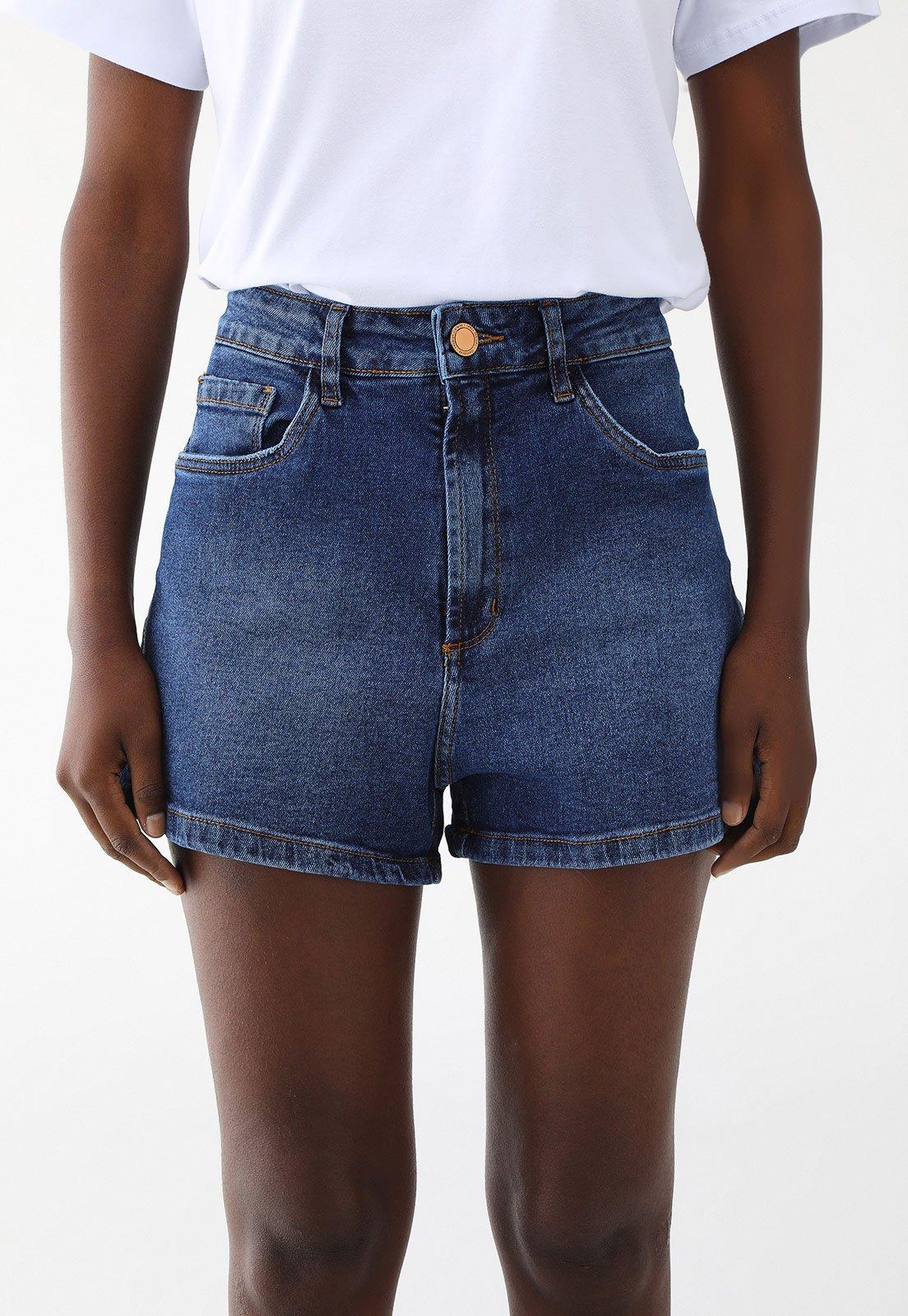 Short Jeans Lança Perfume Reto Confort High Azul