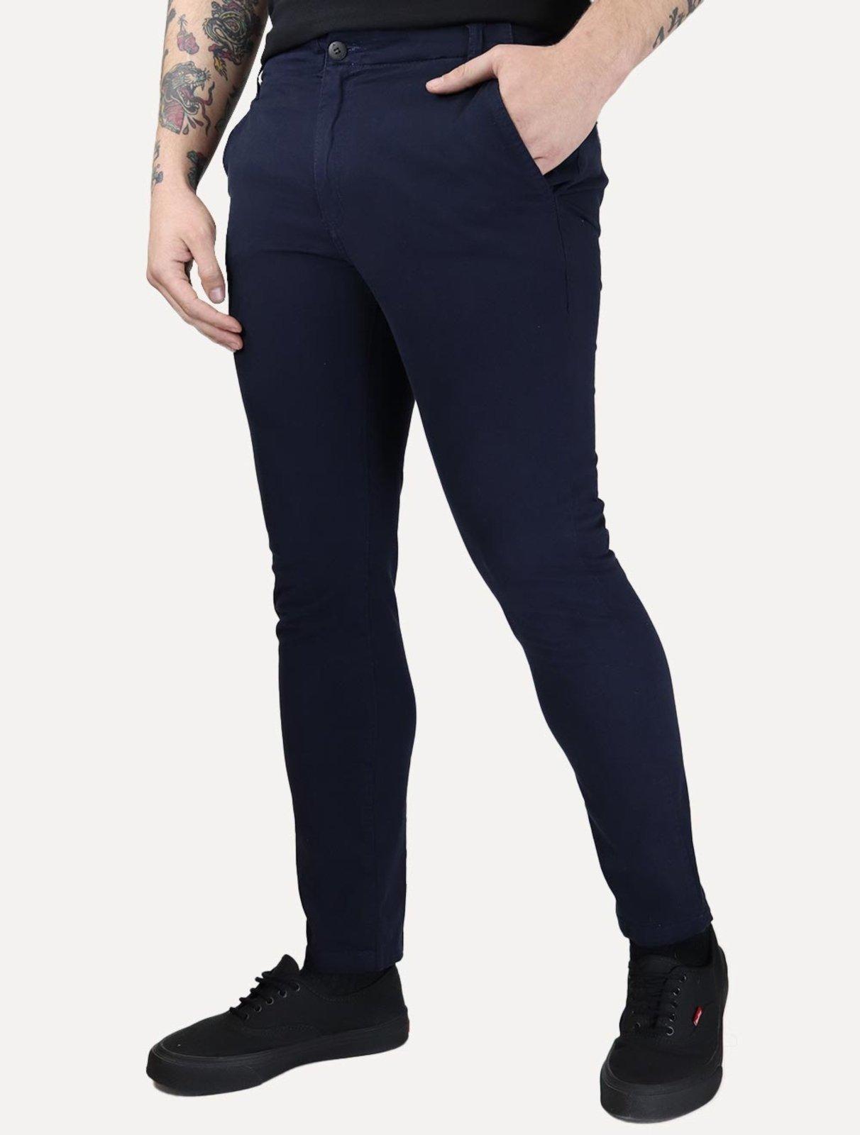 Calça Aramis Masculina Chino Sarja Classica Button Azul Marinho