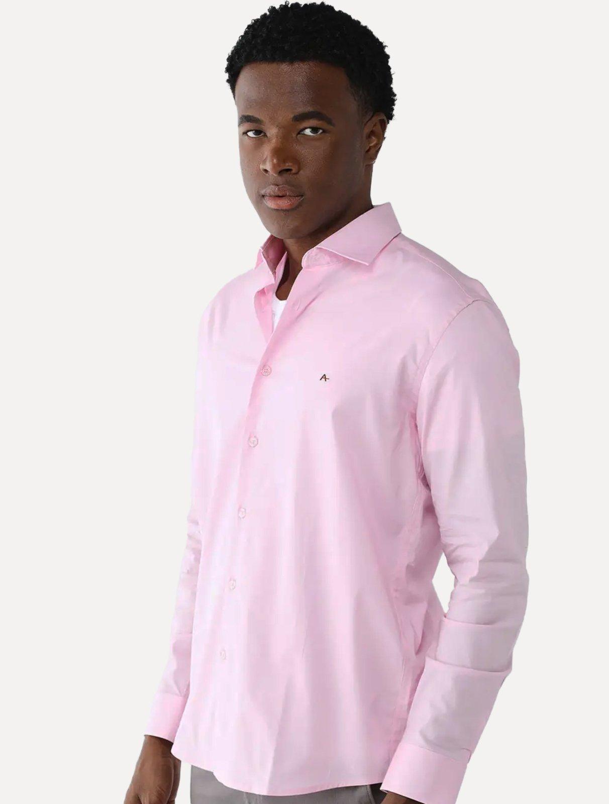 Camisa Aramis Masculina Slim Stretch Dark Logo Rosa