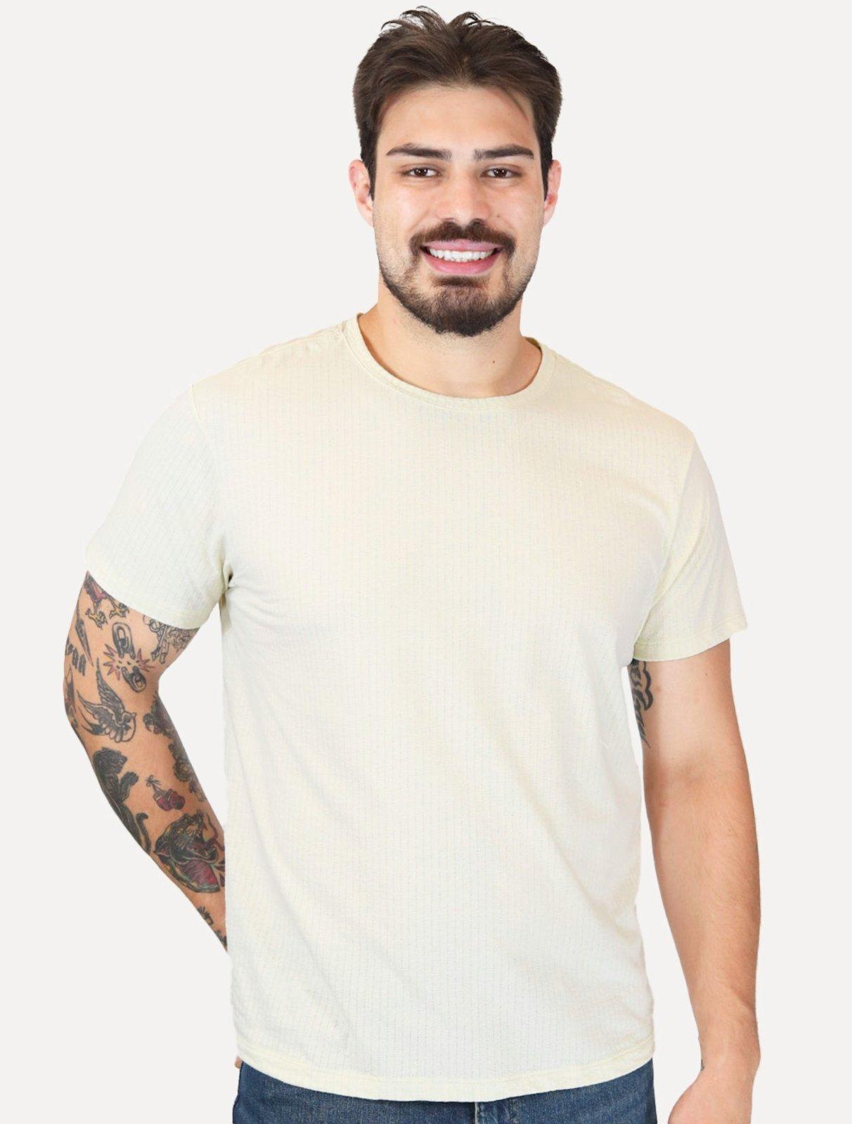 Camiseta Reserva Masculina Maquinetada Listrada Areia
