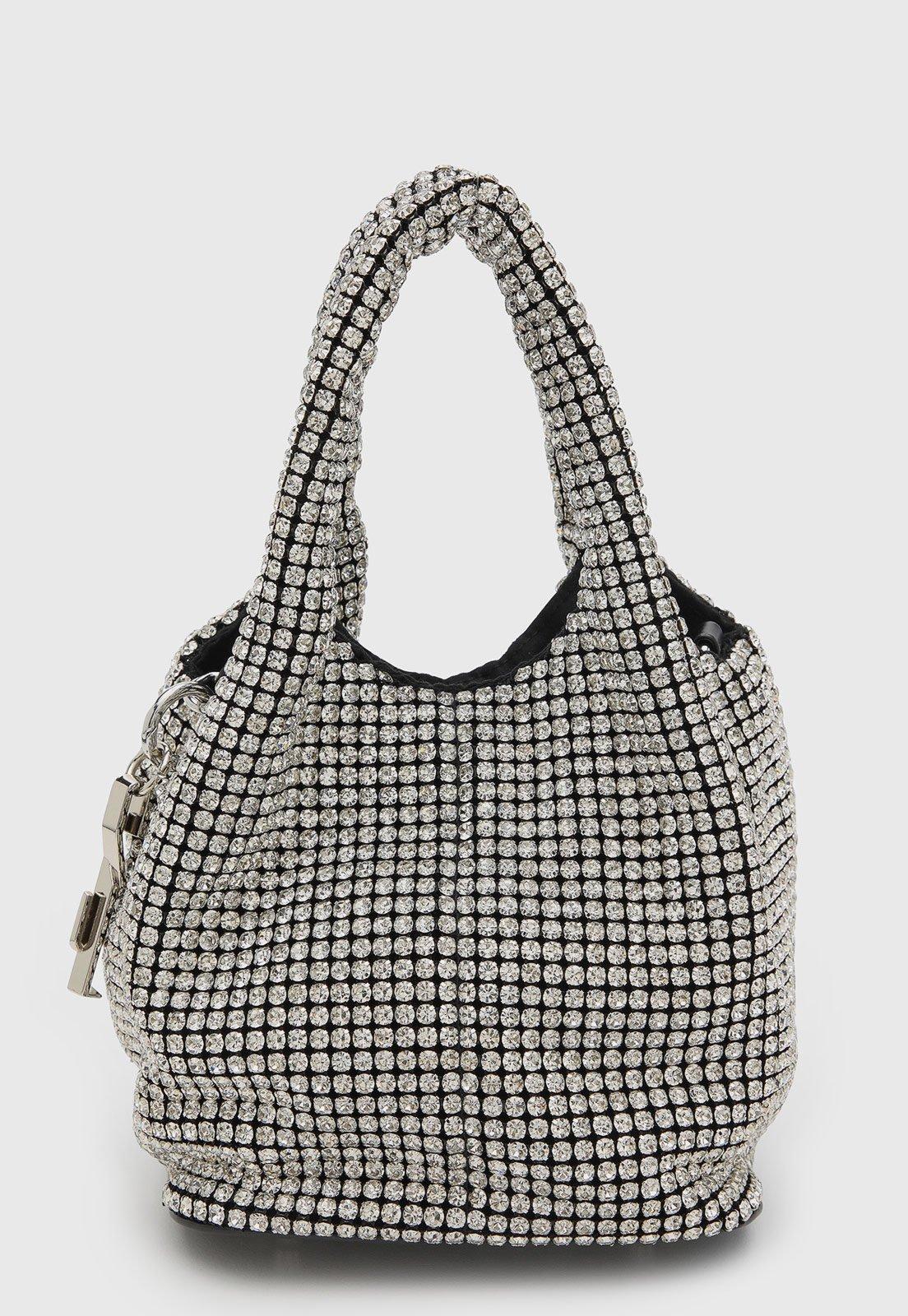 Bolsa Feminina Santa Lolla Estruturada Cristais Prata