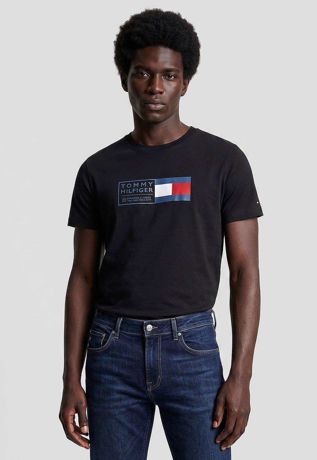 Camiseta Masculina Tommy Hilfiger Logo Preto